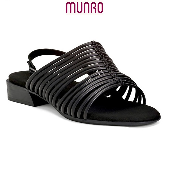 MUNRO NEW CELIA BLACK LEATHER SLINGBACK SANDAL. SIZE 8.5 N - Picture 1 of 14